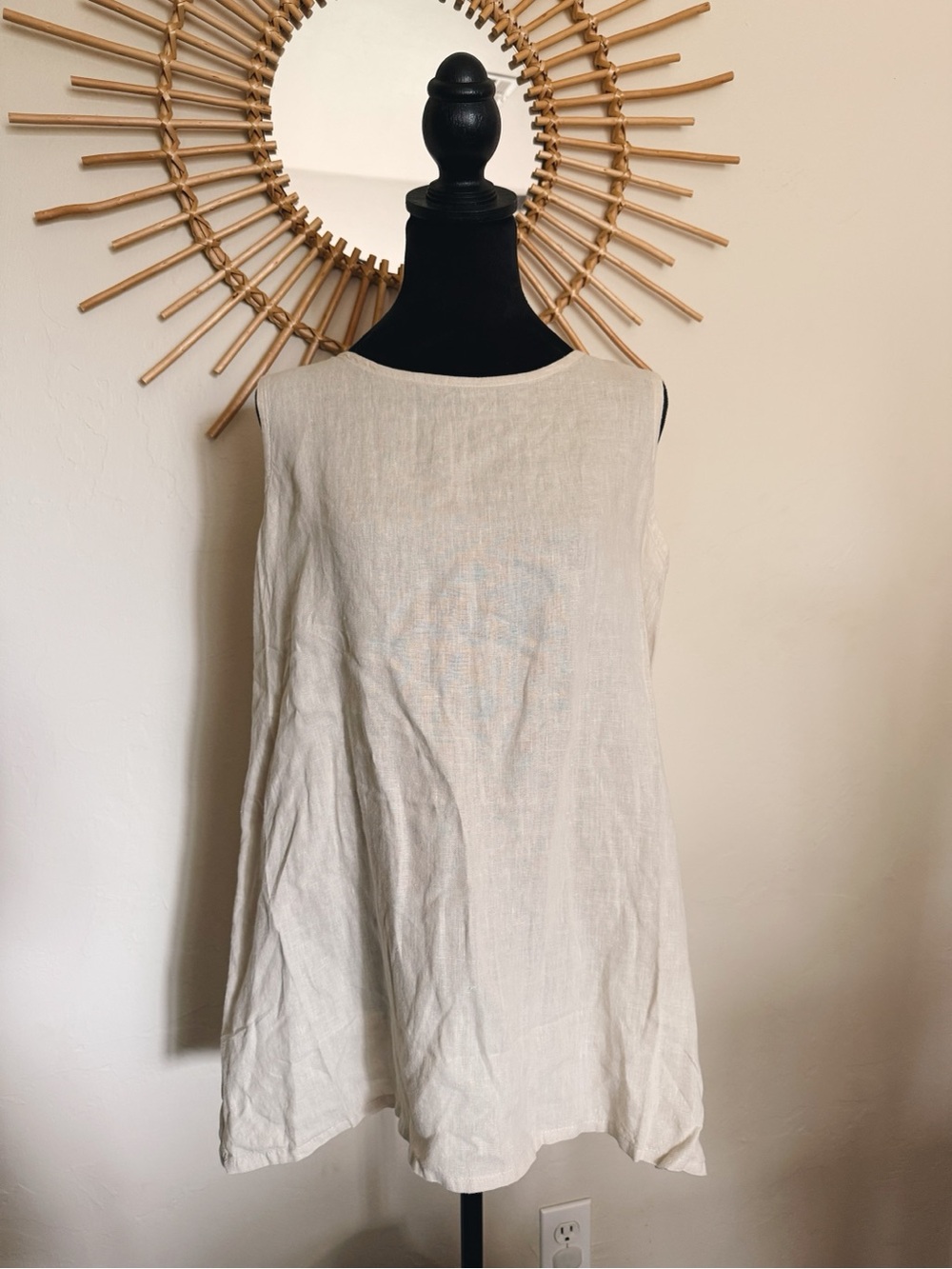 Sleeveless Linen Tunic in Natural Cream